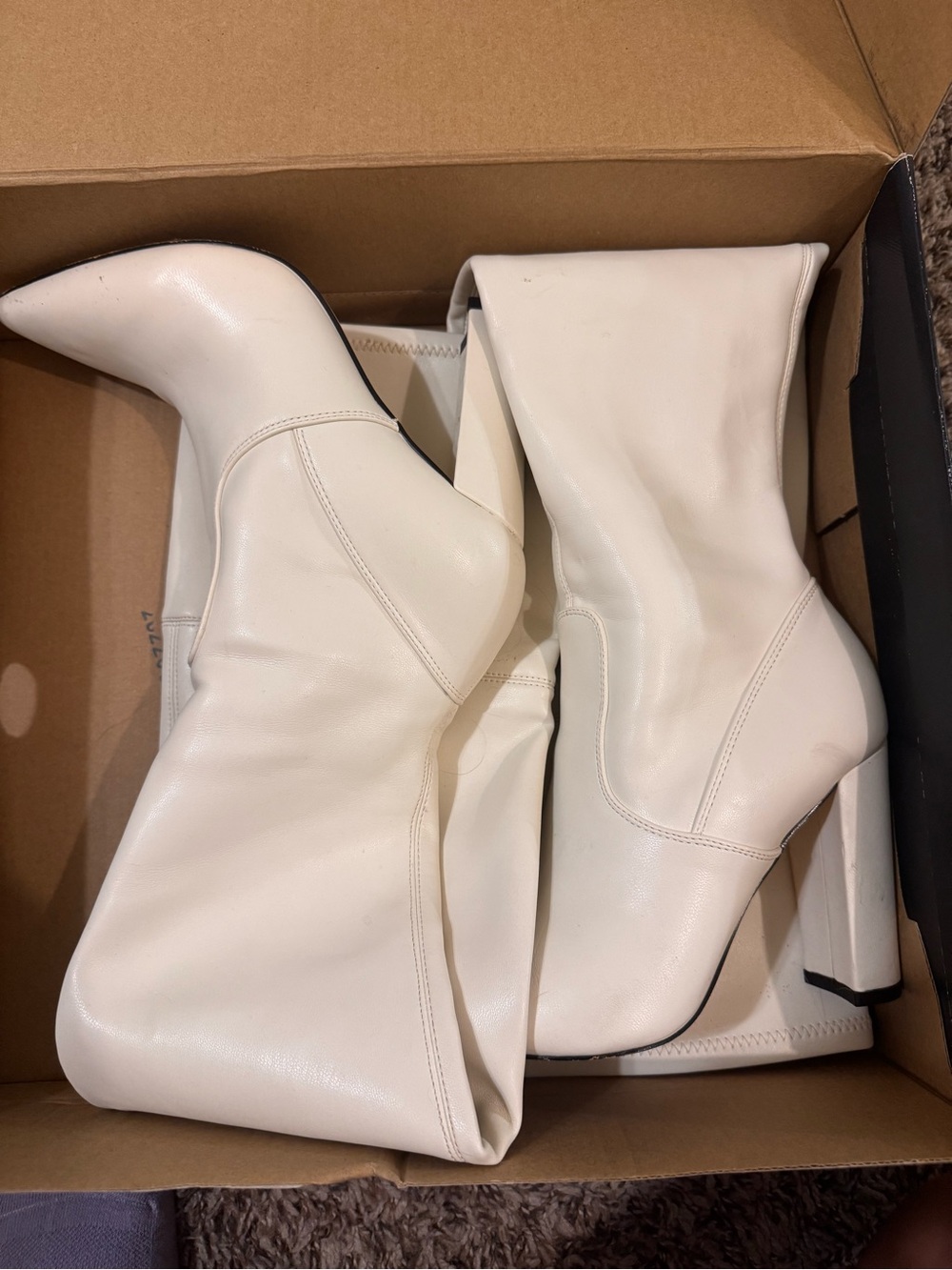 Marc Fisher White Mid-Calf Block Heel Boots